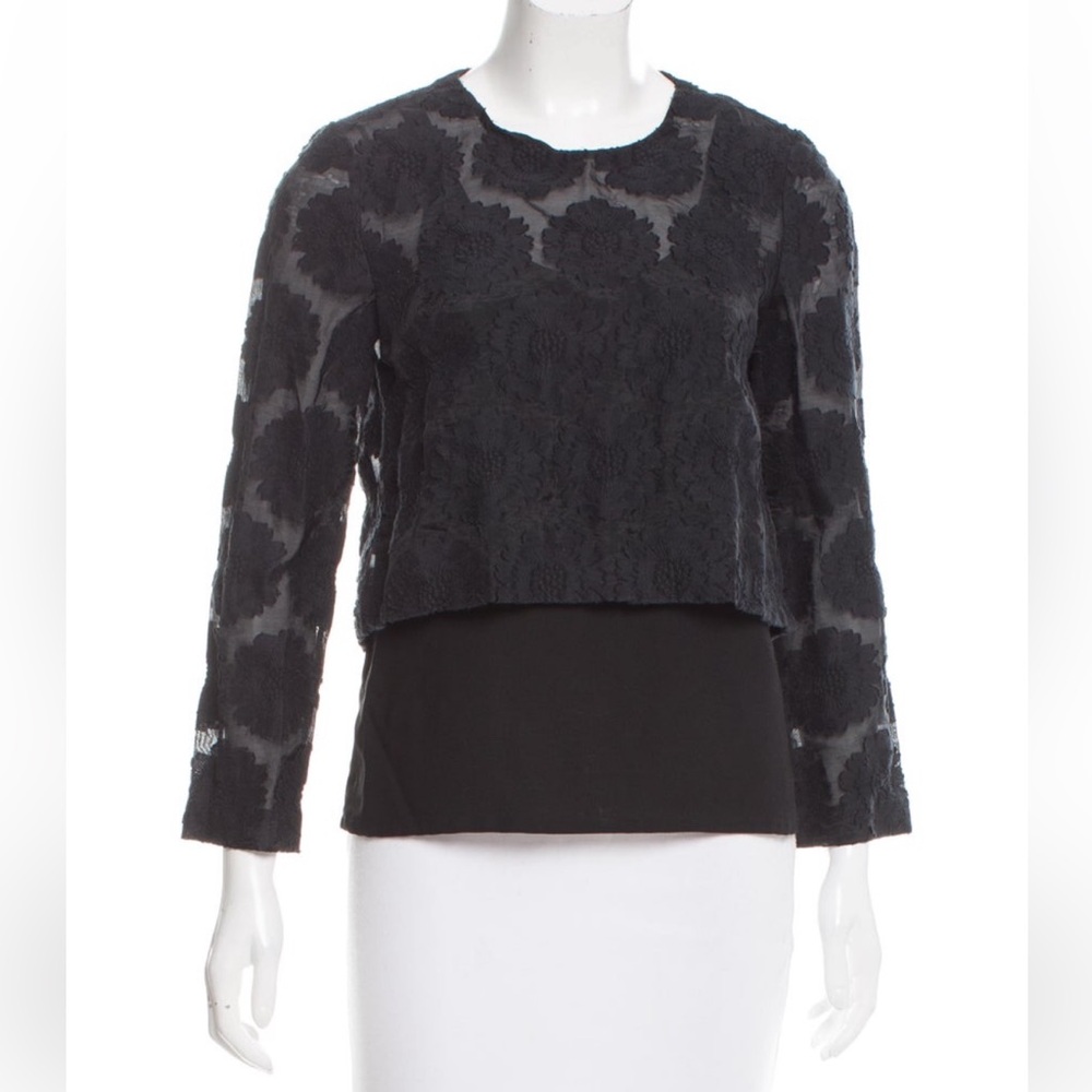Maje Black Floral Lace Blouse